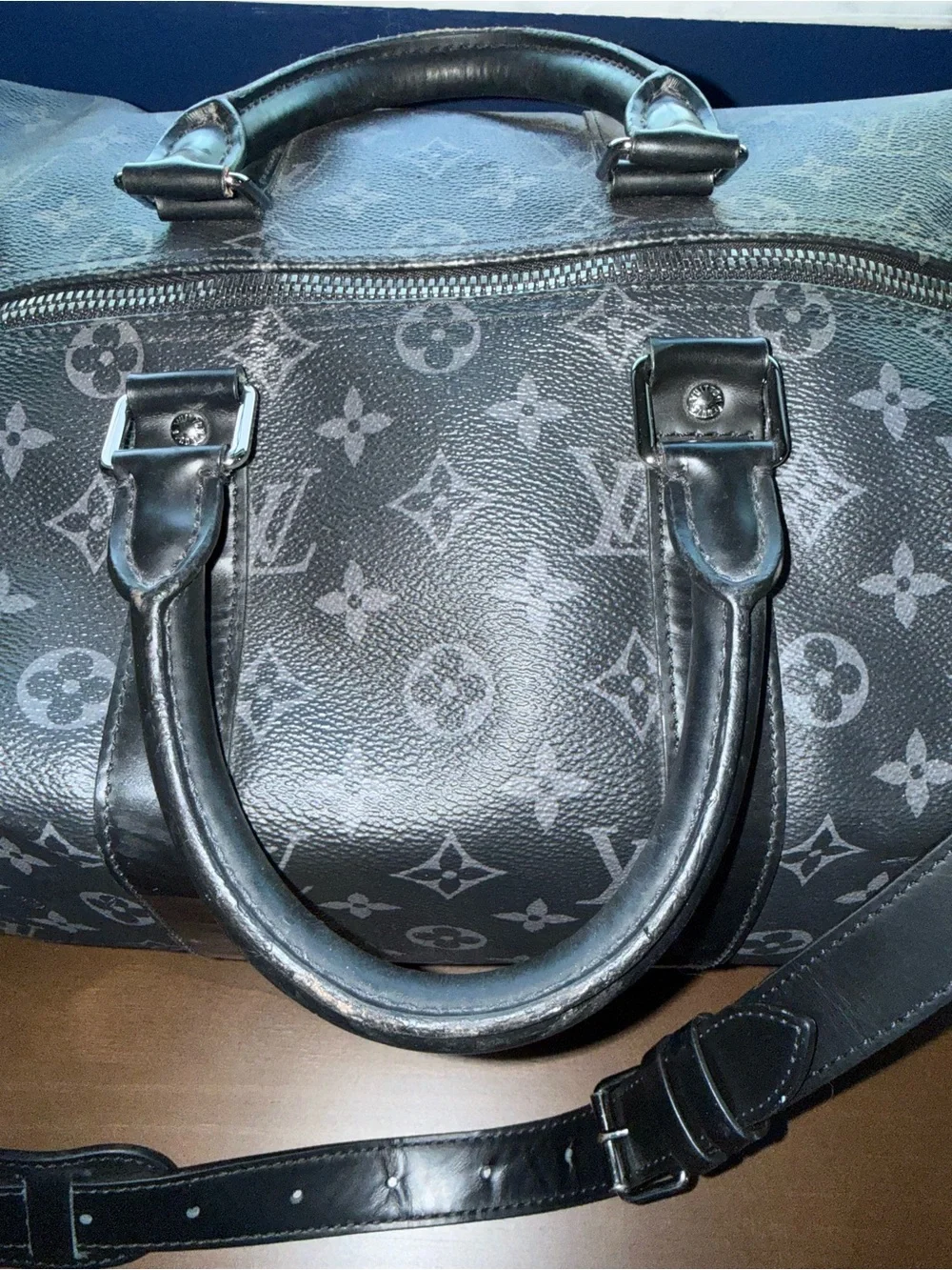 Louis Vuitton Black Monogram Keepall Bandoulière 45